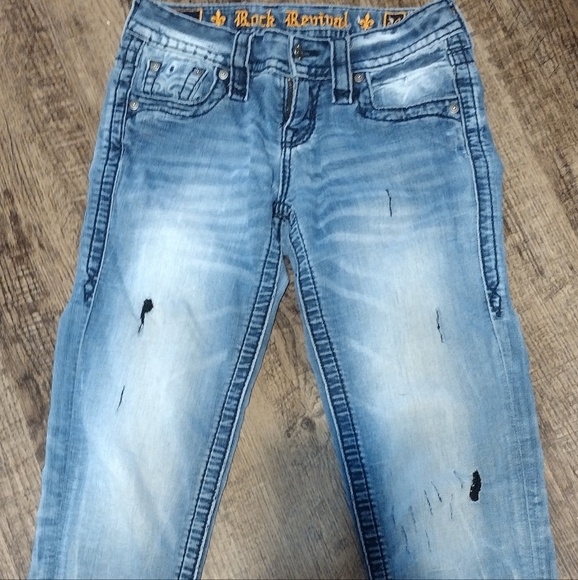 ROCK REVIVAL Moon Ankle Skinny Stretch Distressed Jeans Womens Size 24 Pre-owned - Picture 4 of 17